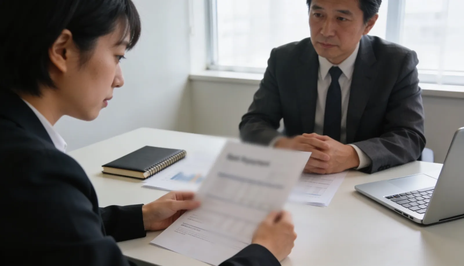 資金繰りと銀行対応について相談する経営者とコンサルタント